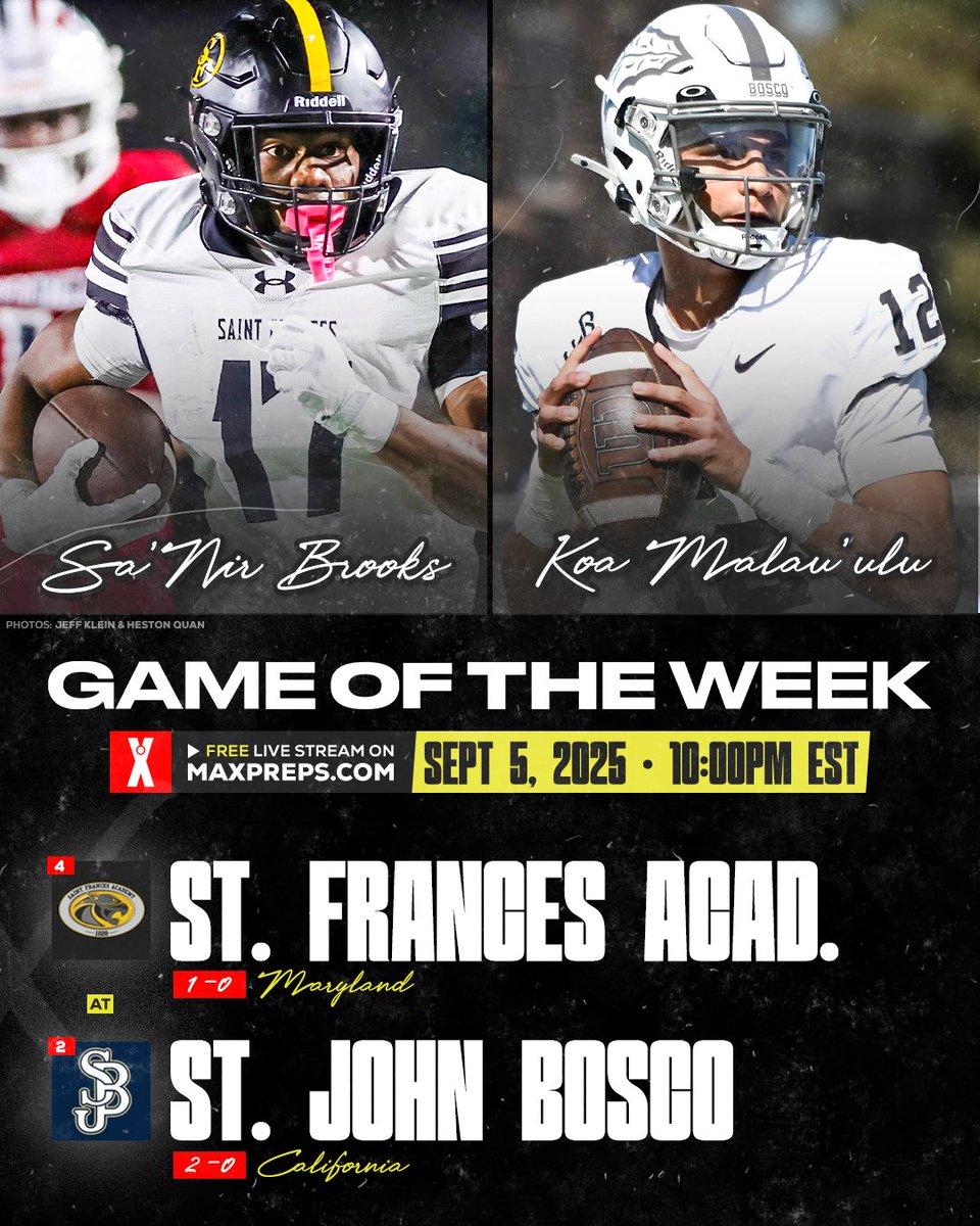 How to Watch: No. 2 St. John Bosco faces No. 4 St. Frances Academy in this week’s MaxPreps Game of the Week 🔥🏈

Full story ⬇️
maxpreps.com/news/HO7EwQ8Qg…