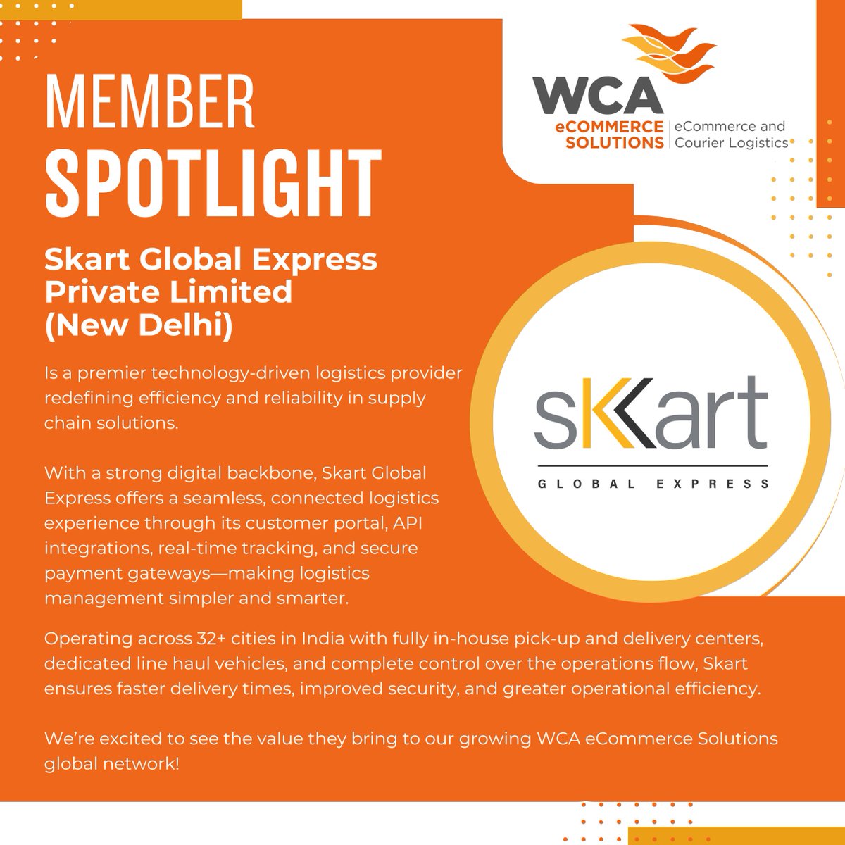 WCAeCommerce's tweet image. 📢 Introducing Skart Global Express Pvt. Ltd. (New Delhi)!

With 32+ city coverage, in-house operations, and a tech-driven approach, they’re setting new standards for speed, security &amp;amp; reliability in logistics. 

📌 Read more: na2.hubs.ly/y0Z6WY0

#WCAeCommerceSolutions