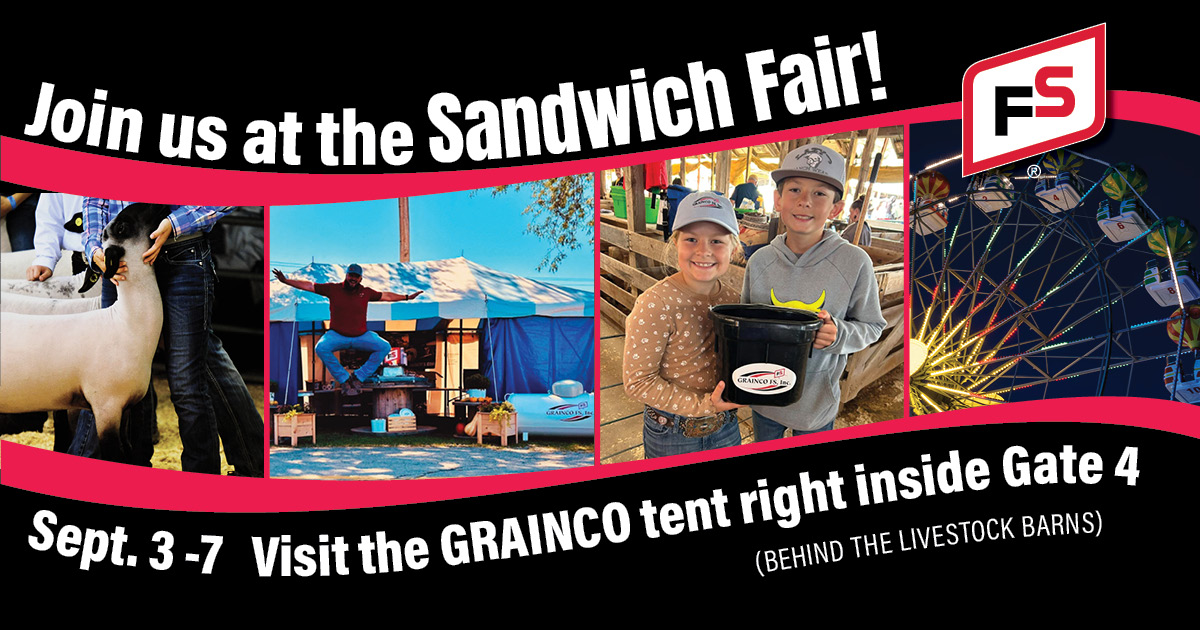 The countdown is on — the Sandwich Fair starts tomorrow!

We’ll be there all week (Sept. 3–7), so be sure to stop by the GRAINCO FS booth to say hello, grab some swag, and catch up with the team!

Full fair details: sandwichfair.com

We can’t wait to see you there!