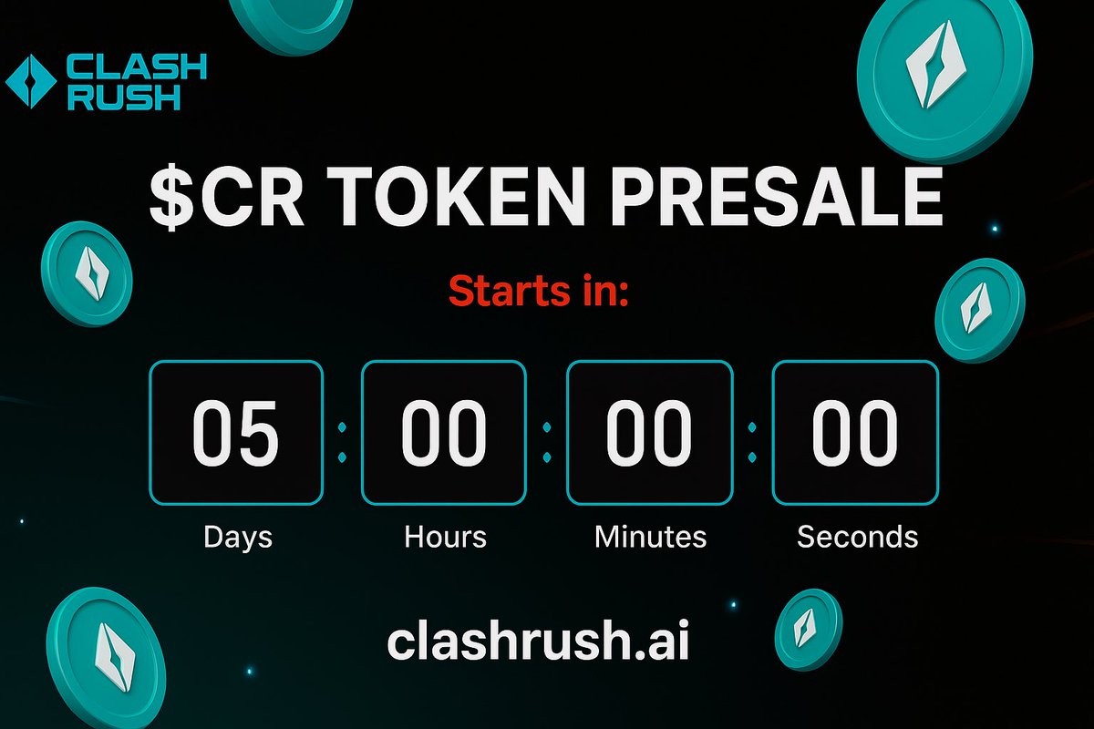 𝐈𝐭’𝐬 𝐆𝐀𝐌𝐄 𝐓𝐈𝐌𝐄!

$CR Presale officially launches on September 8th 
Be early. Be fast….

Early Clashers get first dibs before the crowd rushes in. 

Don’t miss your chance to lock in!

👉 clashrush.ai

#ClashRush #Presale #Web3Gaming