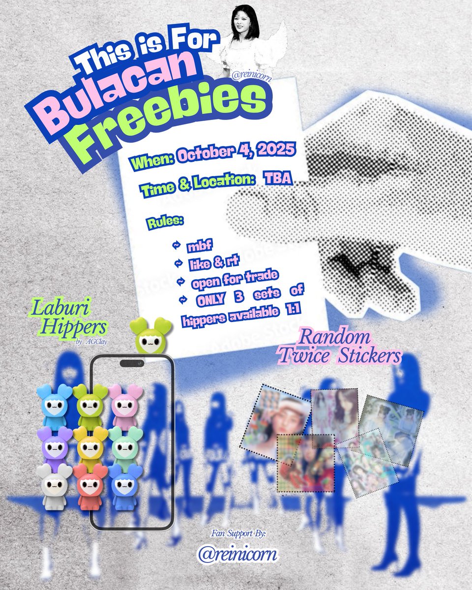 แงฦกฦกำเธlt ~ buy my bentables ~ (@reinicorn) on Twitter photo ๐ เฃชห ึดึถึธ๐ #ykfreebies ห*เฉโกโธโธ๐ชฝ
Twice Laburi Hipper & Stickers
Fan support by <a href="/reinicorn/">แงฦกฦกำเธlt is seeing twice</a>
๐งห*เฉ mbf
๐งห*เฉ like & rt
๐งห*เฉ loc & time: tba
#TWICE #TWICE_THISISFOR_WORLD_TOUR_BULACAN #ThisIsForBulacanFreebies
<a href="/JYPETWICE/">TWICE</a>
๏พ๐ฆเผโ bookmark this post for updates ๐ เฃชห ึดึถึธ๐ #ykfreebies ห*เฉโกโธโธ๐ชฝ
Twice Laburi Hipper & Stickers
Fan support by <a href="/reinicorn/">แงฦกฦกำเธlt is seeing twice</a>
๐งห*เฉ mbf
๐งห*เฉ like & rt
๐งห*เฉ loc & time: tba
#TWICE #TWICE_THISISFOR_WORLD_TOUR_BULACAN #ThisIsForBulacanFreebies
<a href="/JYPETWICE/">TWICE</a>
๏พ๐ฆเผโ bookmark this post for updates