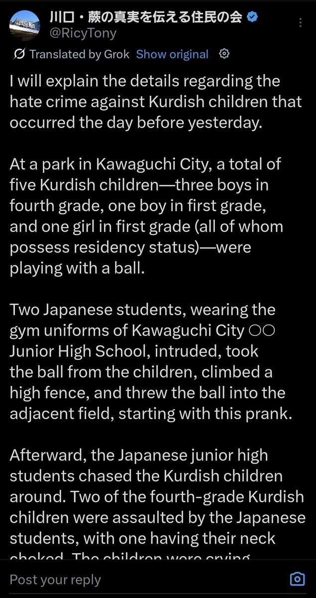 被害を受けたクルド人児童の負傷イメージ（一般的なイメージ）