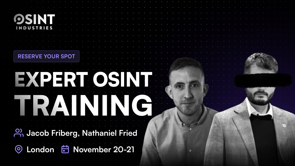 🔍 OSINT Training in London 🇬🇧

⏰ 20–21 Nov 2025 | LSE
🎓 With <a href="/Jacob_Friberg/">Jacob Friberg</a>  &amp; <a href="/nattyfried/">Nathaniel Fried</a> 

Learn practical OSINT skills: OpSec, geolocation, social media research &amp; more.

For law enforcement, compliance, corporate &amp; research professionals.

👉 Enrol: osint.tel/bGItmKm