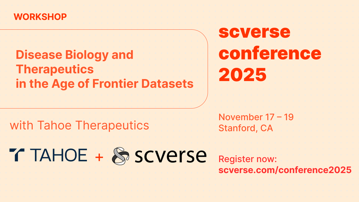 scverse (@scverse_team) on Twitter photo 🧬 Tahoe Workshop at scverse conference 2025 📷
Disease Biology and Therapeutics in the Age of Frontier Datasets
<a href="/tahoe_ai/">Tahoe Therapeutics</a>
#scverse2025 #ComputationalBiology #DrugDiscovery #TahoeTherapeutics #SingleCell #PerturbationBiology 🧬 Tahoe Workshop at scverse conference 2025 📷
Disease Biology and Therapeutics in the Age of Frontier Datasets
<a href="/tahoe_ai/">Tahoe Therapeutics</a>
#scverse2025 #ComputationalBiology #DrugDiscovery #TahoeTherapeutics #SingleCell #PerturbationBiology