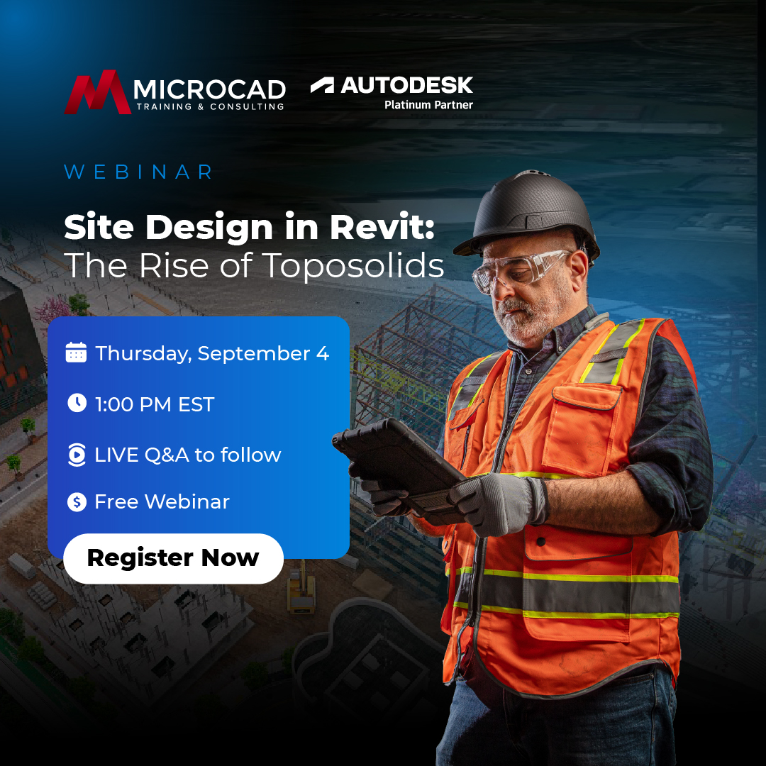 MicroCAD3d's tweet image. Upcoming Event 📣 Site Design in Revit: The Rise of Toposolids 

Join us to explore how Toposolids have evolved in the last three Revit releases and discover the latest updates shaping site design and modeling.

❔ Live Q&amp;amp;A to follow.

✅ Register now: zurl.co/mz063