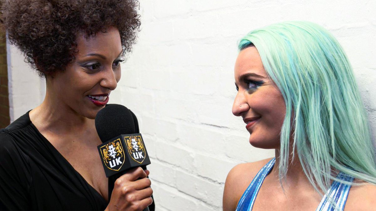 NXTUK_Legacy's tweet photo. With #NXTUK alumna @XiaBrookside representing TNA Wrestling in her #WWENXT debut later tonight, here's a throwback pic from October 2019 of Xia being interviewed by @AliciaTaylorWWE. #FlyWithBrookside

📸 WWE https://t.co/PPDnXSWRI0