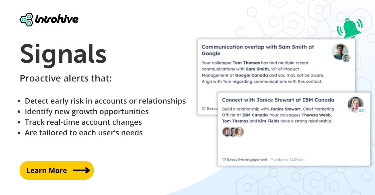 Introhive's tweet image. Imagine having an autonomous business development assistant working for you 24/7, scanning your client relationships to bring key insights to your attention exactly when you need them! hubs.la/Q03qh00w0 #IntrohiveTransformed #RelationshipIntelligenceRevolutionized