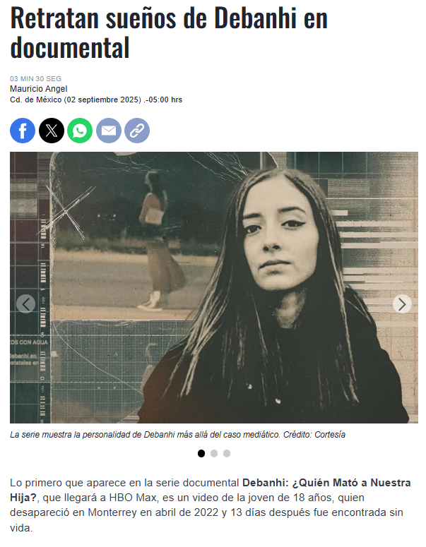 ¡Debanhi sigue viva entre nosotras!
#Debanhi