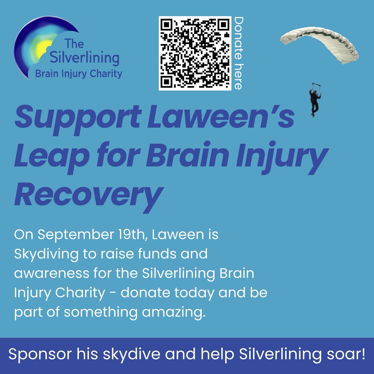 On 19 September 2025, Laween will take on a daring skydive to raise funds for The Silverlining Brain Injury Charity, an organisation that empowers brain injury survivors to rediscover purpose through creativity, connection, and community.

Support his leap of faith: Donate today