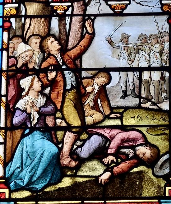 « 4000 à 5000 personnes ont été exécutées à Angers et dans ses alentours. La commission révolutionnaire d'Angers ne laissait même pas aux malades le temps de mourir sur la pierre de la prison. Le capitaine de gendarmerie, interrogé après thermidor, fit cette déposition: « Arrivés