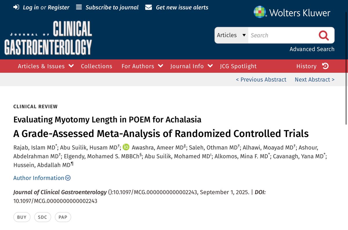 Hot off the Press 🔥🔥
Is short myotomy as effective as the usual myotomy in POEM for achalasia?

📌 This article aimed to answer exactly that , exploring whether a shorter approach can match the standard one. 
Dive into our article:researchgate.net/publication/39…

#Research #MedTwitter