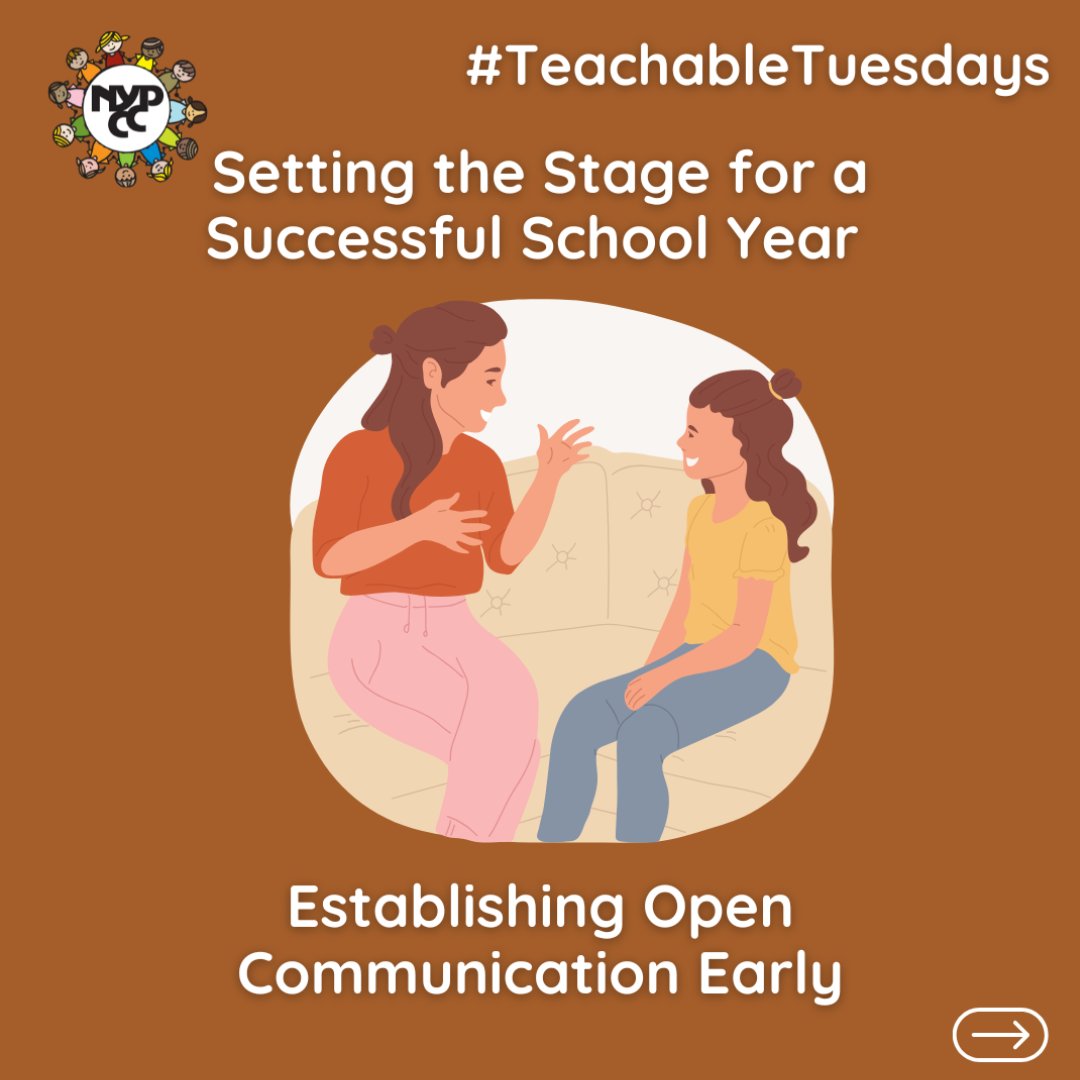 NYPCC1's tweet image. As school starts, trust through communication is key! 💬 

This #TeachableTuesday, focus on Open Communication. Daily check-ins spark honest talks about feelings. Strengthen your bond! 

#NYPCC #CaringForTheCommunity #BackToSchoolSupport #ParentingTips #TeachableTuesday