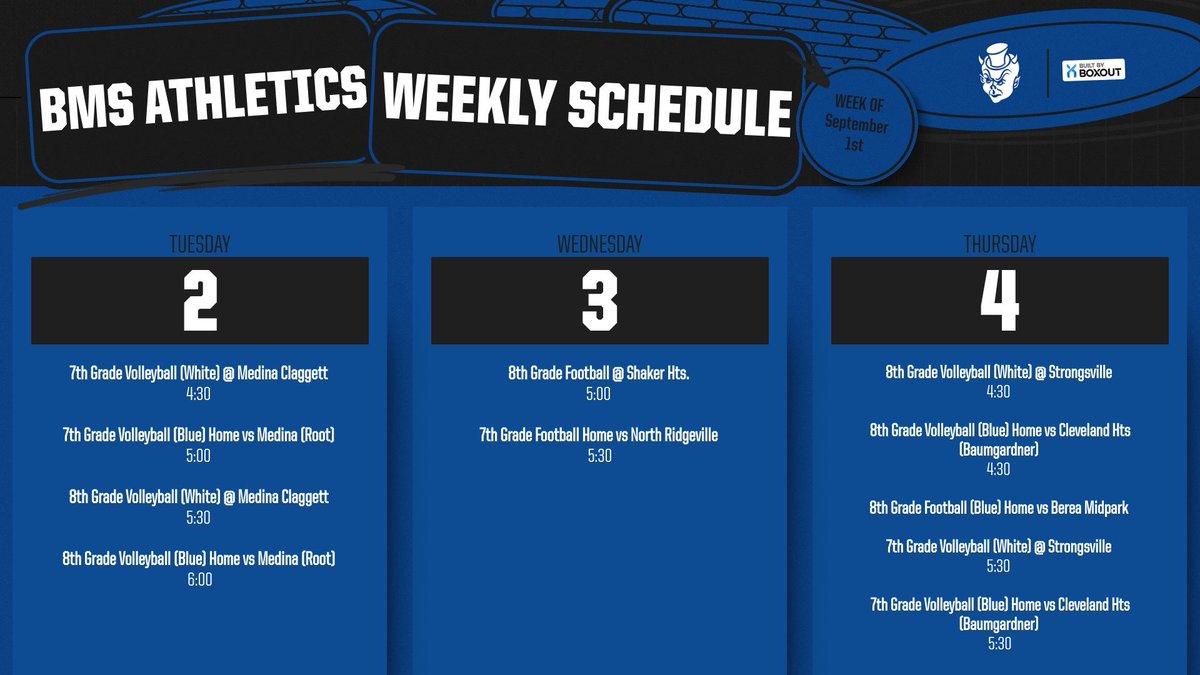 BMS Athletic Events for this week!