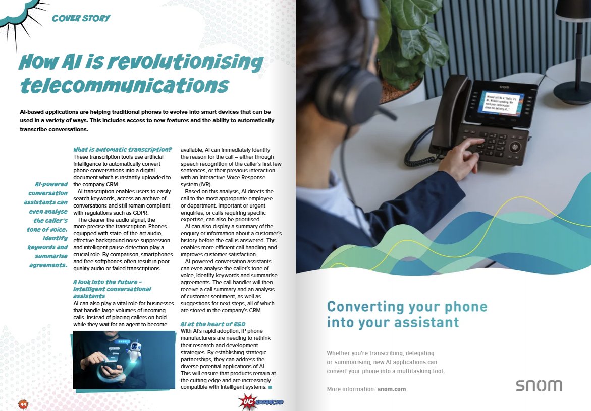 snom's tweet image. 🚀 Snom is on the cover of UC Advanced!
Discover how AI is transforming the business phone—smarter calls, better workflows, and more.
📖 Read the article: mags.ucadvanced.com/view/339198462/
#Snom #AI #UC #BusinessPhones #Innovation