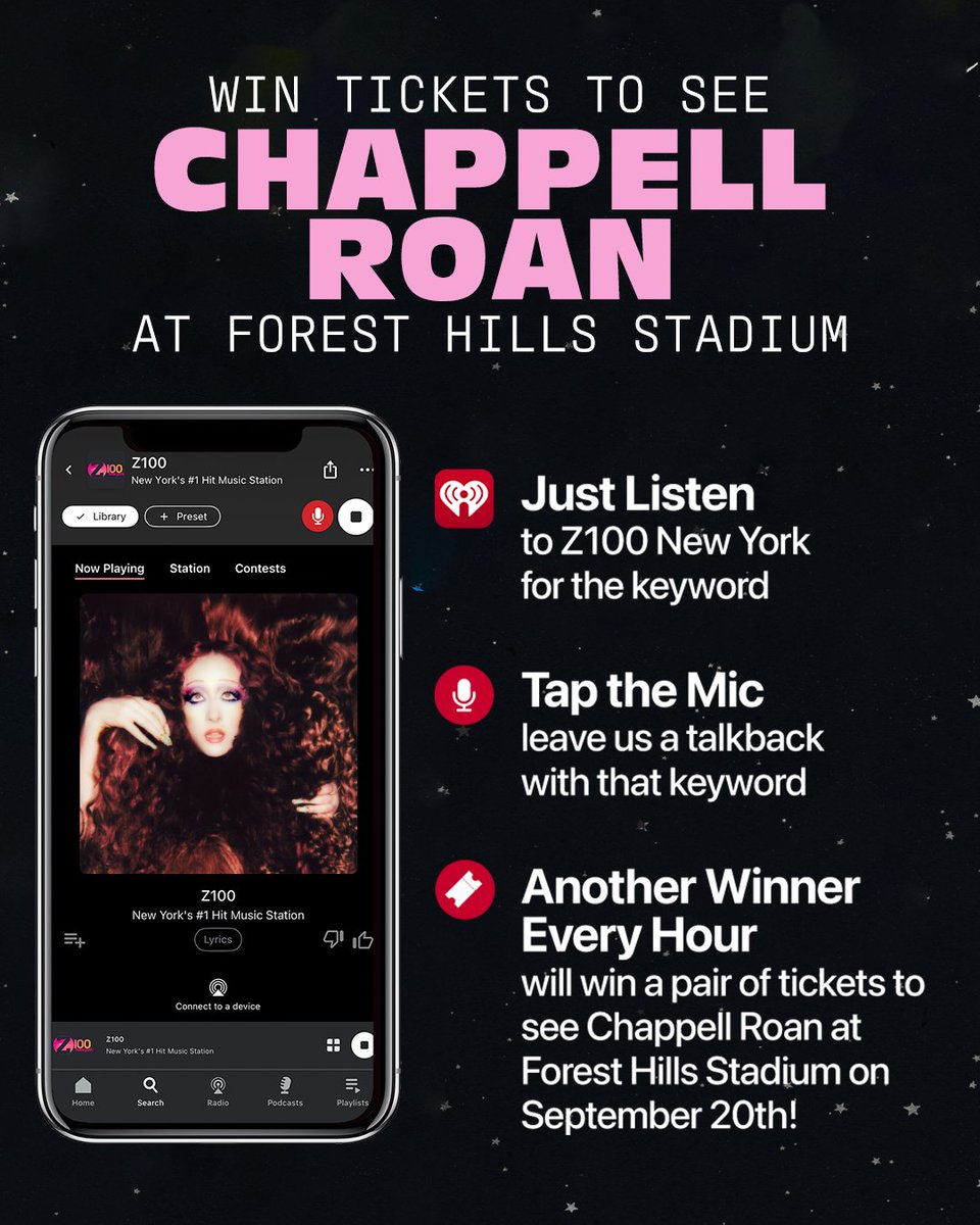 Z100NewYork's tweet photo. ๐ฅ๐ค This #TalkBackTuesday, we've got your chance to see Chappell Roan LIVE Sept 20 at Forest Hills Stadium! Listen ALL DAY for the keyword ๐ง https://t.co/wt2zme7Jlx https://t.co/S9lFNr2yFg