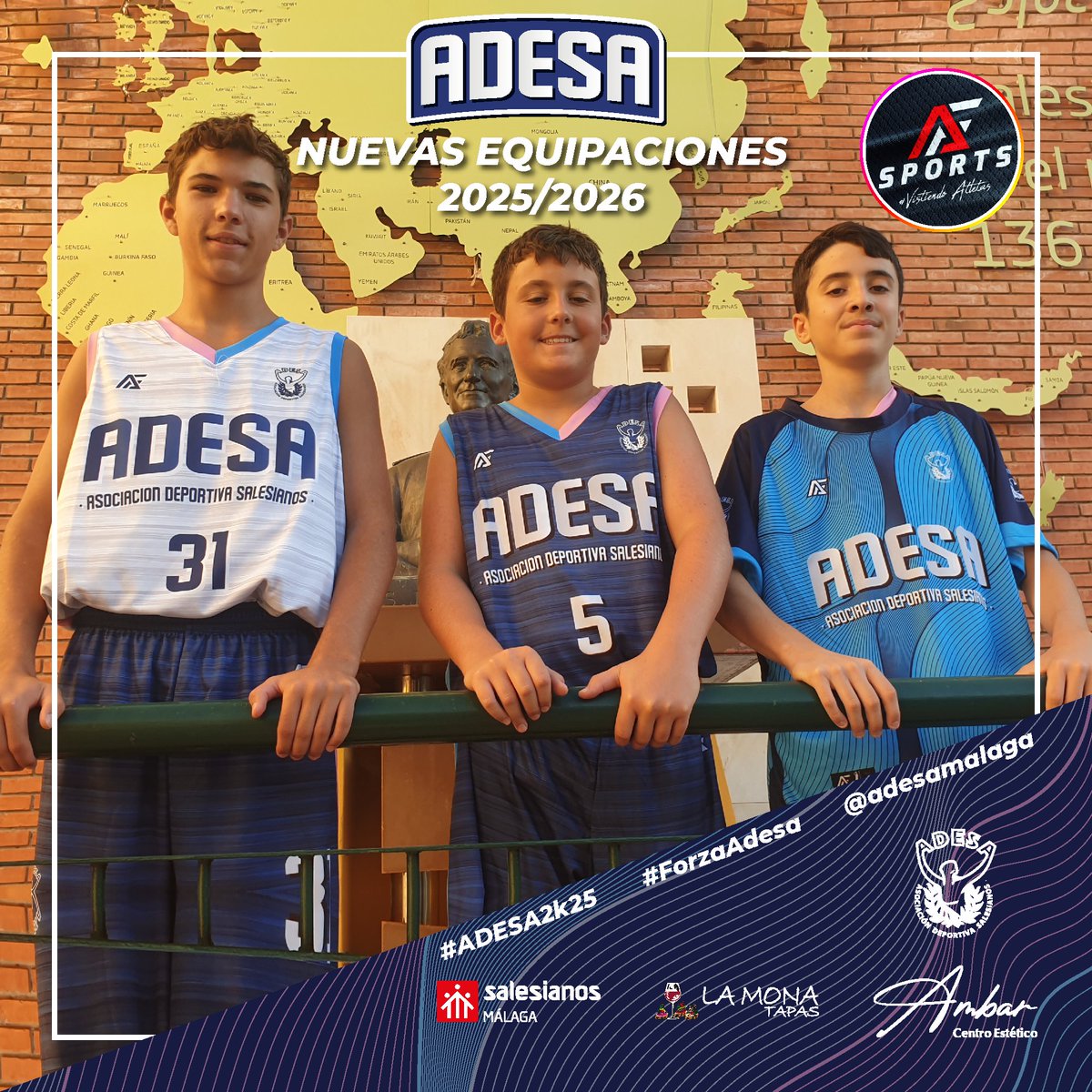 En los primeros entrenamientos de la temporada se repartieron las primeras equipaciones fabricadas por <a href="/afsequipaciones/">AFS indumentaria</a>, nuestro nuevo proveedor para esta temporada.

#ADESA2k25 #ForzaAdesa #protagonistasdelahistoria 

<a href="/SalesianosMLG/">Salesianos Málaga</a> | La Mona Tapas | Ámbar Centro Estético