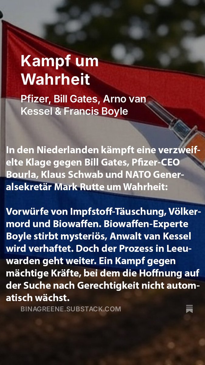 BinaGreene's tweet image. binagreene.substack.com/p/kampf-um-wah…


@Beate501x @PegasusChr64547 @WokeWarGestern @HogietheFrog @fischgogel

#NiederlandeProzess, #BillGatesKlage, #PfizerCEO, #AlbertBourla, #KlausSchwab, #MarkRutte, #COVIDImpfstoffe, #VaccineDeception,…
