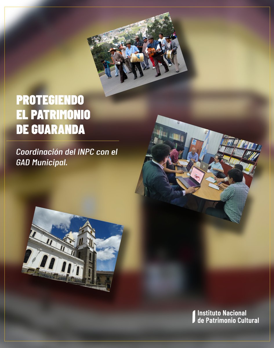 INPCEcuador's tweet photo. 🤝 La #Zonal5 del INPC se reunió con el @GADGuaranda para coordinar acciones concretas que fortalezcan la salvaguardia y protección del patrimonio cultural local.
🏛️ Unidos por nuestra memoria y nuestra identidad.
#PatrimonioVivo #CulturaEC https://t.co/UrYjenJx0d