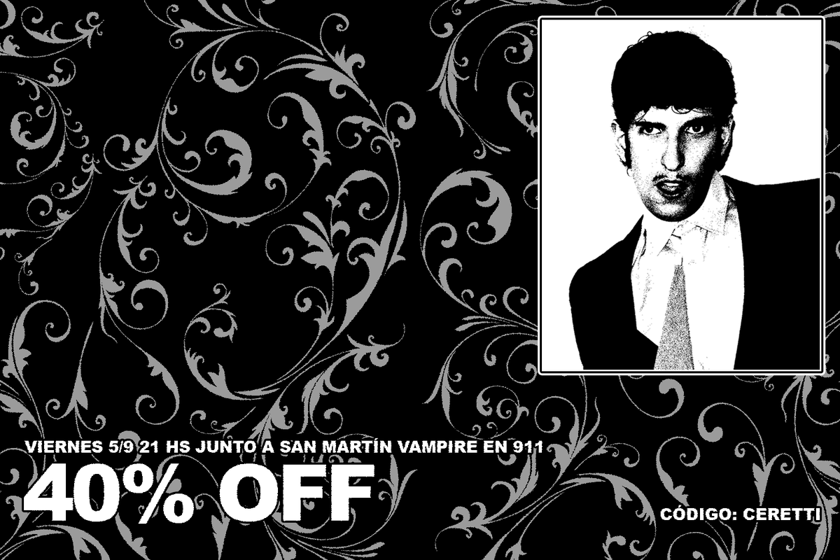 Quedan solo 7 entradas con descuento 👻 Ponés código: CERETTI al comprar y tenes 40% de descuento para el show del viernes passline.com/eventos/san-ma…