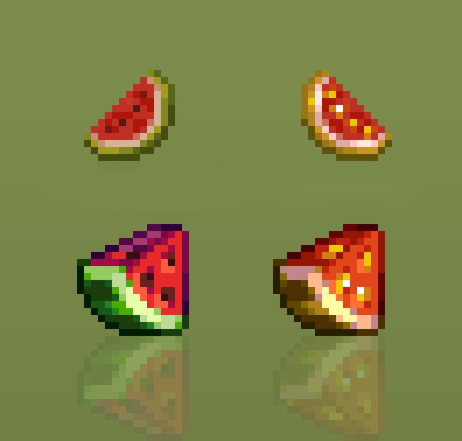 Rapps_Reforge's tweet photo. Melon resprites 🍉✨ https://t.co/yz9eGdfUy0