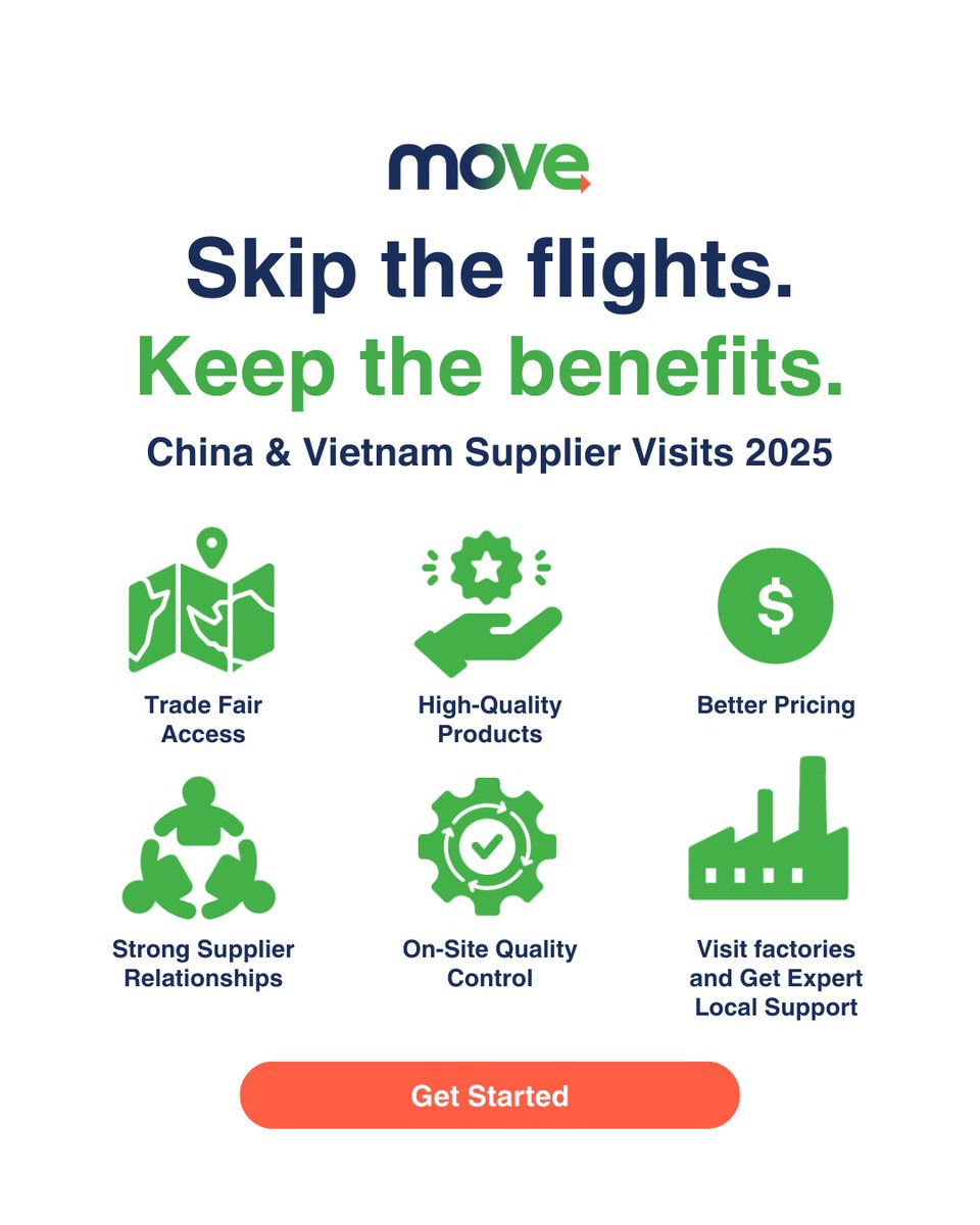movesupplychain's tweet image. Skip the 14-hour flight. 🛫

Let our team handle China + Vietnam sourcing—supplier vetting, freight quotes, factory checks.

You stay put. We&apos;ll go get them for you. 👊 (Learn more through the link in the replies) 

#supplychain #dtcops