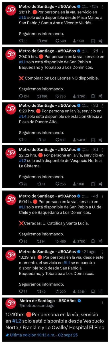 "La primavera Gris" 
Estas fechas son las mas dificiles para la gente que sufre de depresión, tan solo en  10 dias 7 personas decidieron terminar su vida en el metro de stgo y sin contar los demás que hayan ocurrido en otros lados... 

#metrosantiago
#Chile