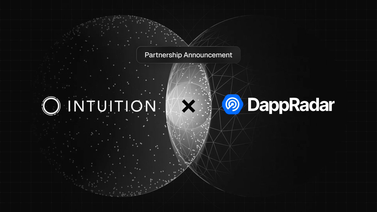 1/ Trust and reputation are the missing rails of the agent economy.

Today, we’re excited to announce our partnership with <a href="/DappRadar/">DappRadar</a> and
<a href="/DappRadarDAO/">DappRadar DAO 📡</a> to help power AgentRadar with the Intuition Protocol—anchoring the future of agent scoring and reputation on-chain 👁️

🧵👇