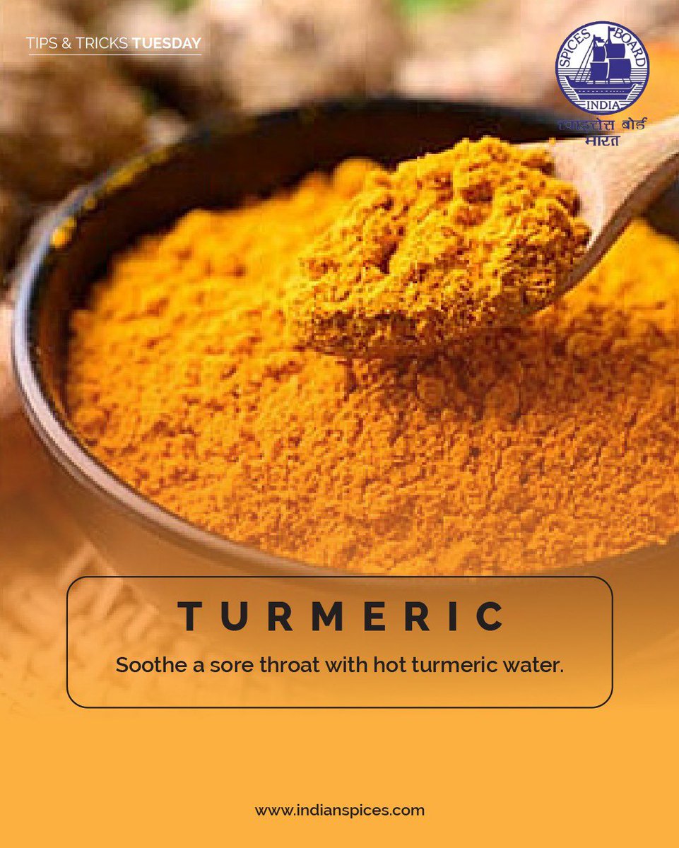 Spices_Board's tweet image. This simple home remedy helps ease throat irritation, and support faster relief.

#TipsAndTricksTuesday #Turmeric #Natural #Spicesboard
