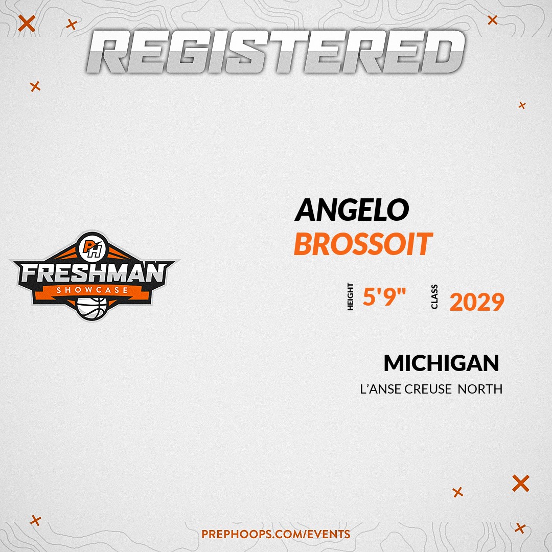 Welcome Class of 2029 Angelo Brossoit (<a href="/Angelobrossoit/">Angelo</a>) of L’Anse Creuse  North HS to the <a href="/PrepHoopsMI/">Prep Hoops Michigan</a> Showcase @ MSA Fieldhouse. 

🔥🏀 #PHFreshmanShowcaseMI 🏀🔥

Register NOW! 👇  
events.prephoops.com/e/1562/registe…