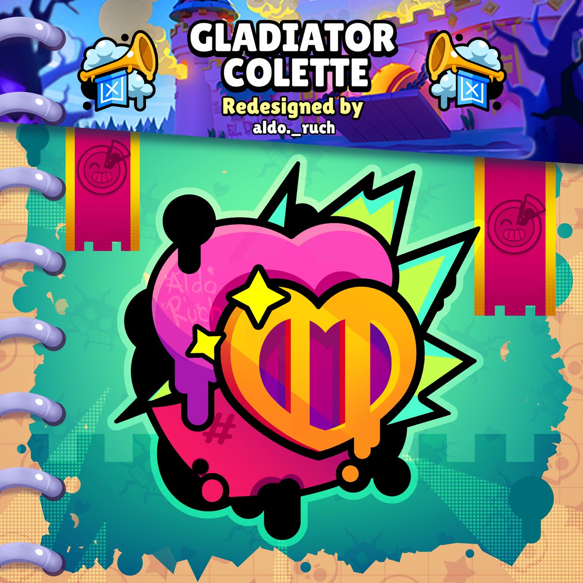 Rediseño al pin y un spray para la skin de Colette gladiadora de Brawl Stars✨️📚

#skin #FanArt #videogame #colette #GiftedBySupercell