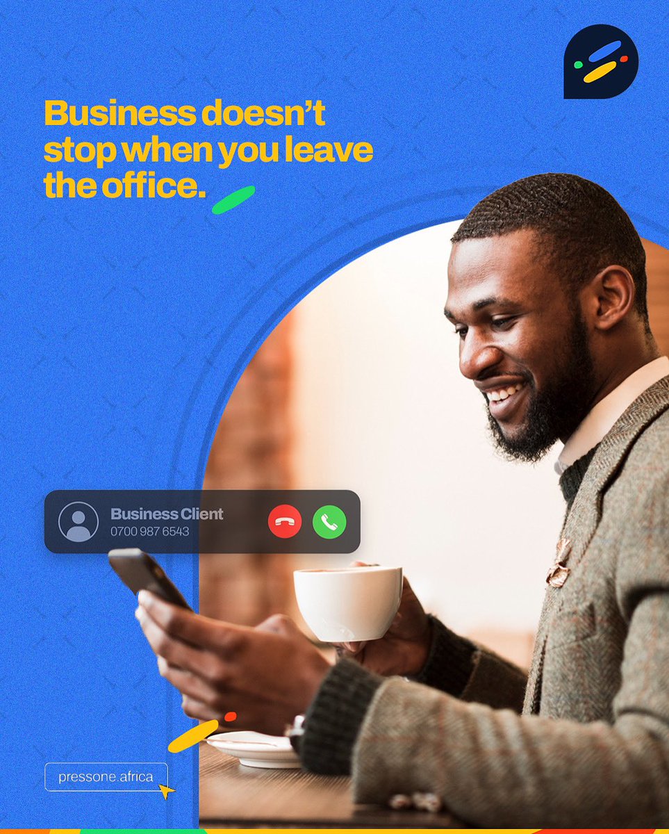 Pressone_africa's tweet image. Business doesn’t pause when you leave the office. 
How do you answer when opportunity calls? 
#BusinessOnTheGo #ClientFirst