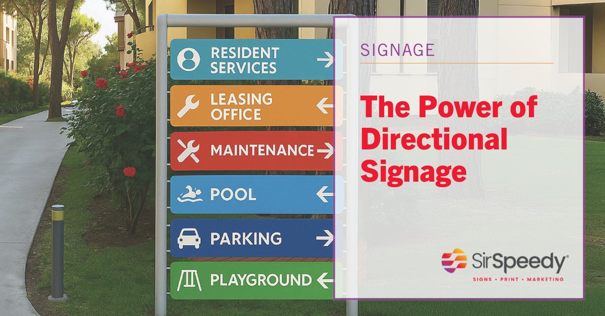 Navigation should be effortless. Discover how directional signage improves flow, supports customer expectations and creates a polished, professional experience from entry to exit. &gt; bit.ly/45IOrFA

#SirSpeedy #DirectionalSignage