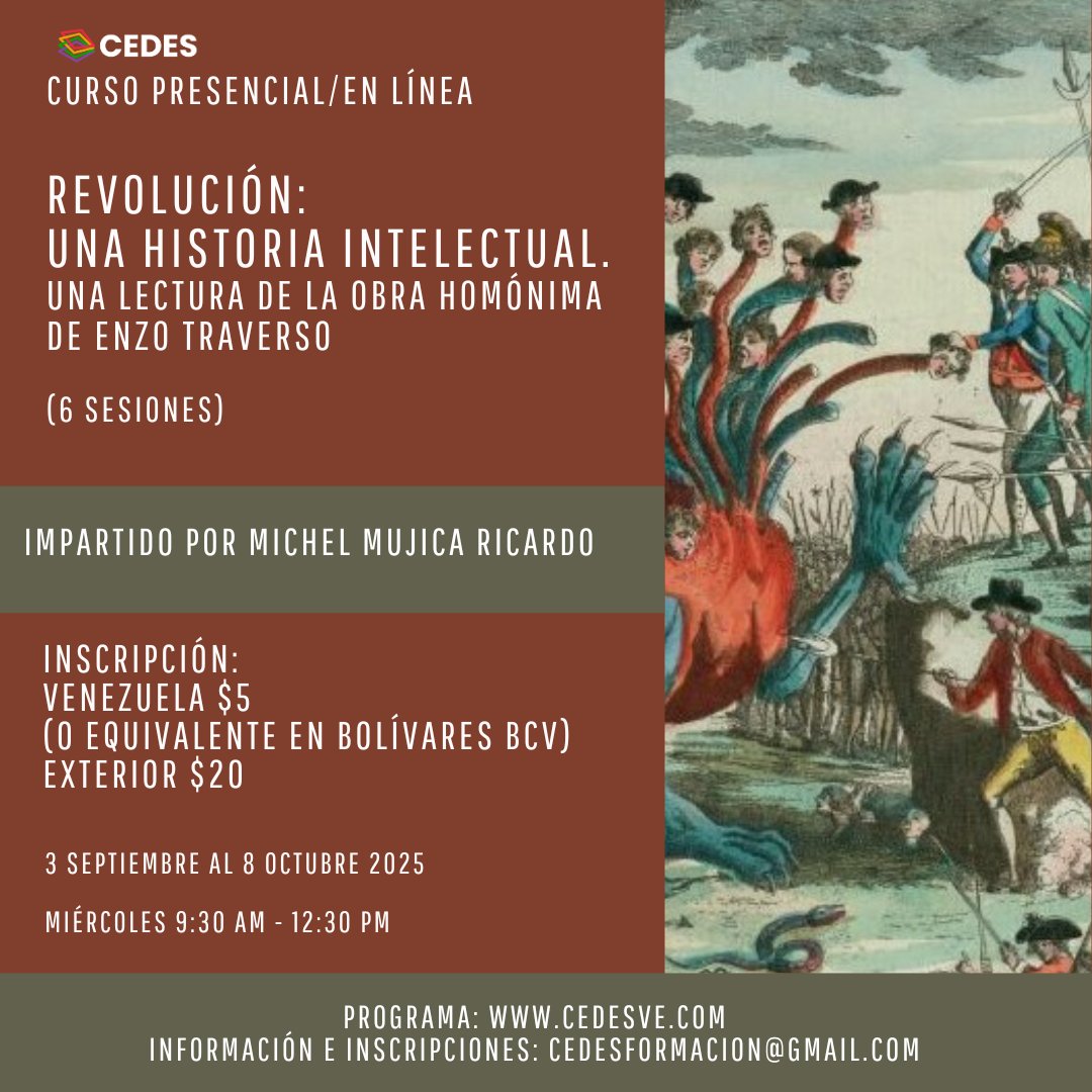¡Iniciamos mañana miércoles 3 de septiembre a las 9:30 am!

Aún tiene oportunidad de inscribirse en el curso presencial/en línea "Revolución: una historia intelectual. Una lectura de la obra homónima de Enzo Traverso", con Michel Mujica Ricardo.

Detalles en el afiche.