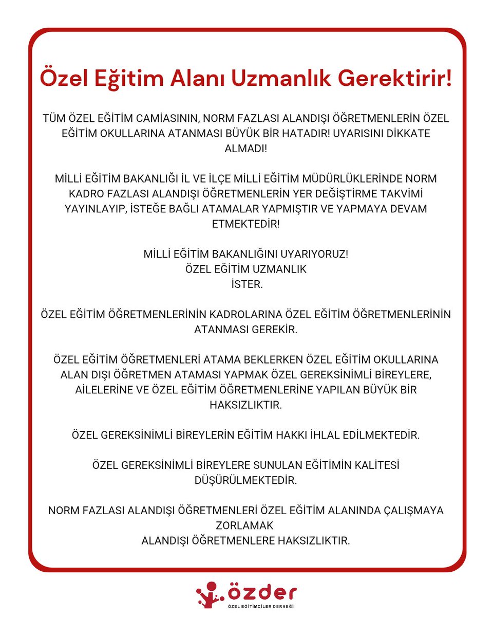 Özel Eğitimciler Derneği Genel Merkezi (@ozderozel) on Twitter photo 