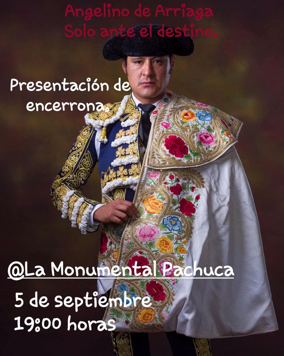TMx Capítulo Hidalgo (@tmxhidalgo) on Twitter photo Angelino de Arriaga; solo ante el destino
Presentación de encerrona
<a href="/angelinodea/">Joaquin Angelino de Arriaga</a>
#Pachuca
📌5 de sept
🕰19:00 horas
📌La Monumental
maps.app.goo.gl/Kym4UtbJ1yQKve… Angelino de Arriaga; solo ante el destino
Presentación de encerrona
<a href="/angelinodea/">Joaquin Angelino de Arriaga</a>
#Pachuca
📌5 de sept
🕰19:00 horas
📌La Monumental
maps.app.goo.gl/Kym4UtbJ1yQKve…