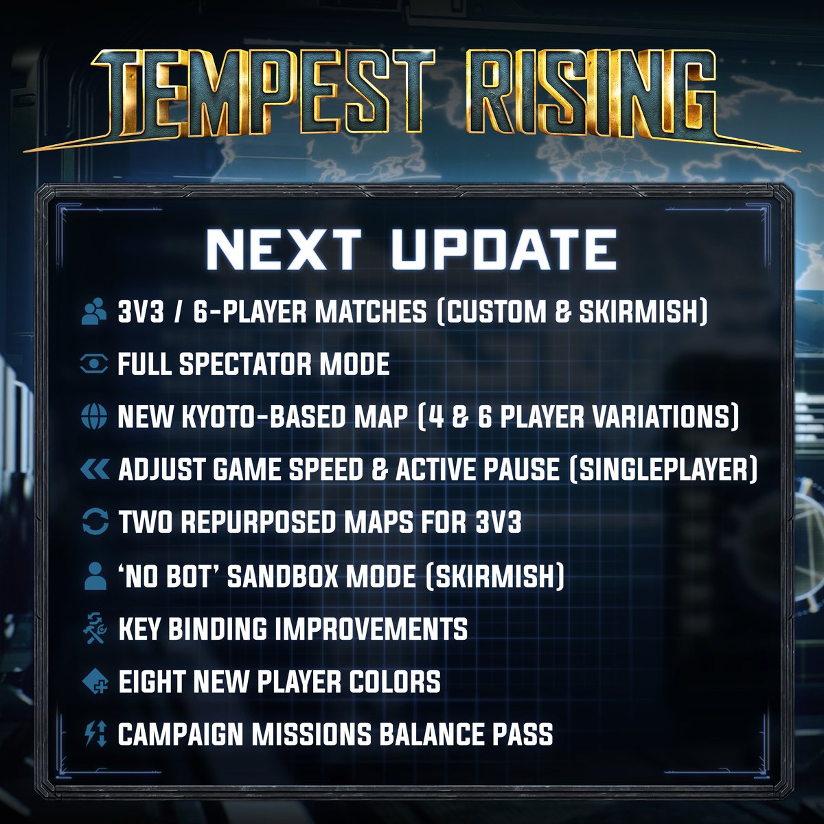 Receiving you loud and clear, Commander! 📡

The next major Tempest Rising update launches Tuesday, September 9.