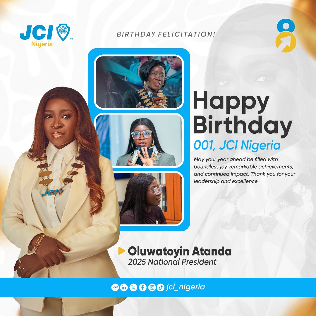 JCIBauchiCity's tweet photo. Today we pause the noise, to honor the voice.

The leader who doesn’t just wear the title but lives the work.
The heartbeat of JCI Nigeria 2025. 💙
Happy Birthday to our National President, *Oluwatoyin Atanda*

Happy Birthday, *Madam President! 💐*

#ELV8
#JCINigeria https://t.co/sNDM54eEM7
