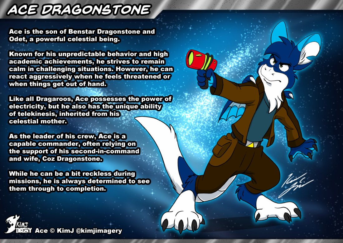 KimJImagery's tweet photo. I'm still figuring out the best character bio layout design this was one of the drafts.
Here's some bio on Ace Dragonstone.
Kofi: https://t.co/do0O64pRl7
#hybird #scifi #DragonstoneGalaxy #furryfandom https://t.co/Y4qUGkZie5