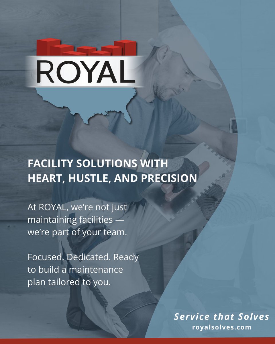 RoyalSolves's tweet image. At ROYAL, we don&apos;t just manage facilities maintenance—we’re an extension of your team. Our team combines passion, dedication, and sharp focus to deliver the best solutions for your portfolio, no matter the challenge. Let’s build your customized FM plan together!