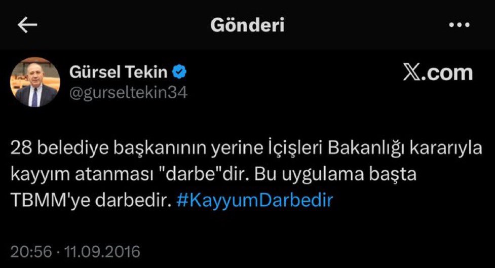Biriniz AKP’nin kayyumu Gürsel Tekin’e söylesin de şu tweeti apar topar silsin.
