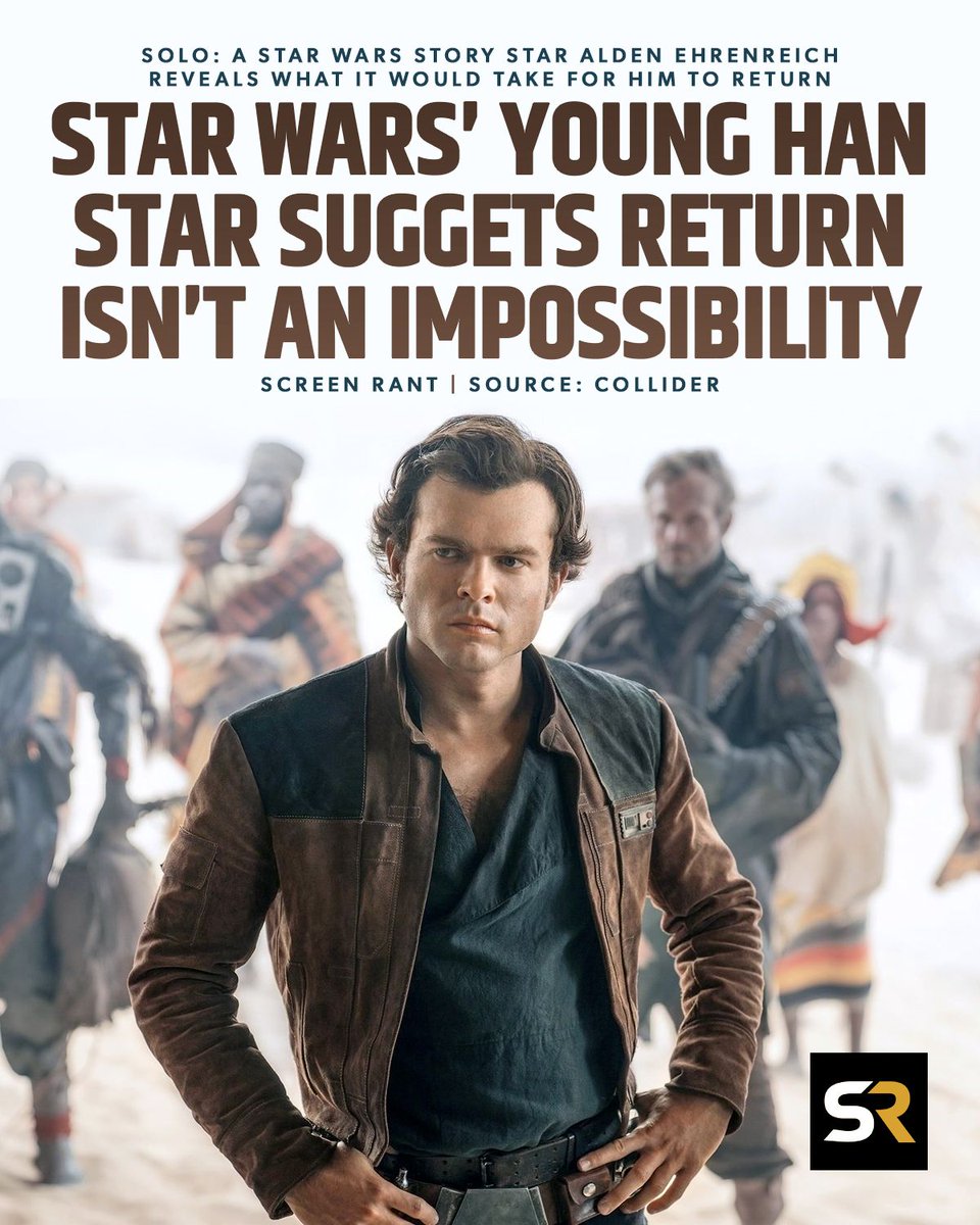 screenrant's tweet image. #StarWars' Alden Ehrenreich reflects on #HanSolo:

“Your job as an actor, in a way, is to use the energy that’s happening... sometimes that energy involves stress, but characters are under stress..." and on a return: "It would have to really, really be the right version of it."