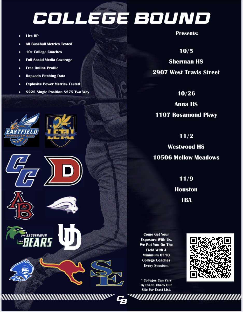 2025 Fall Showcase Schedule. 10+ college coaches at every event. College coaches vary by event location.

Register @ theonlineballpark.com/shop/ols/produ…