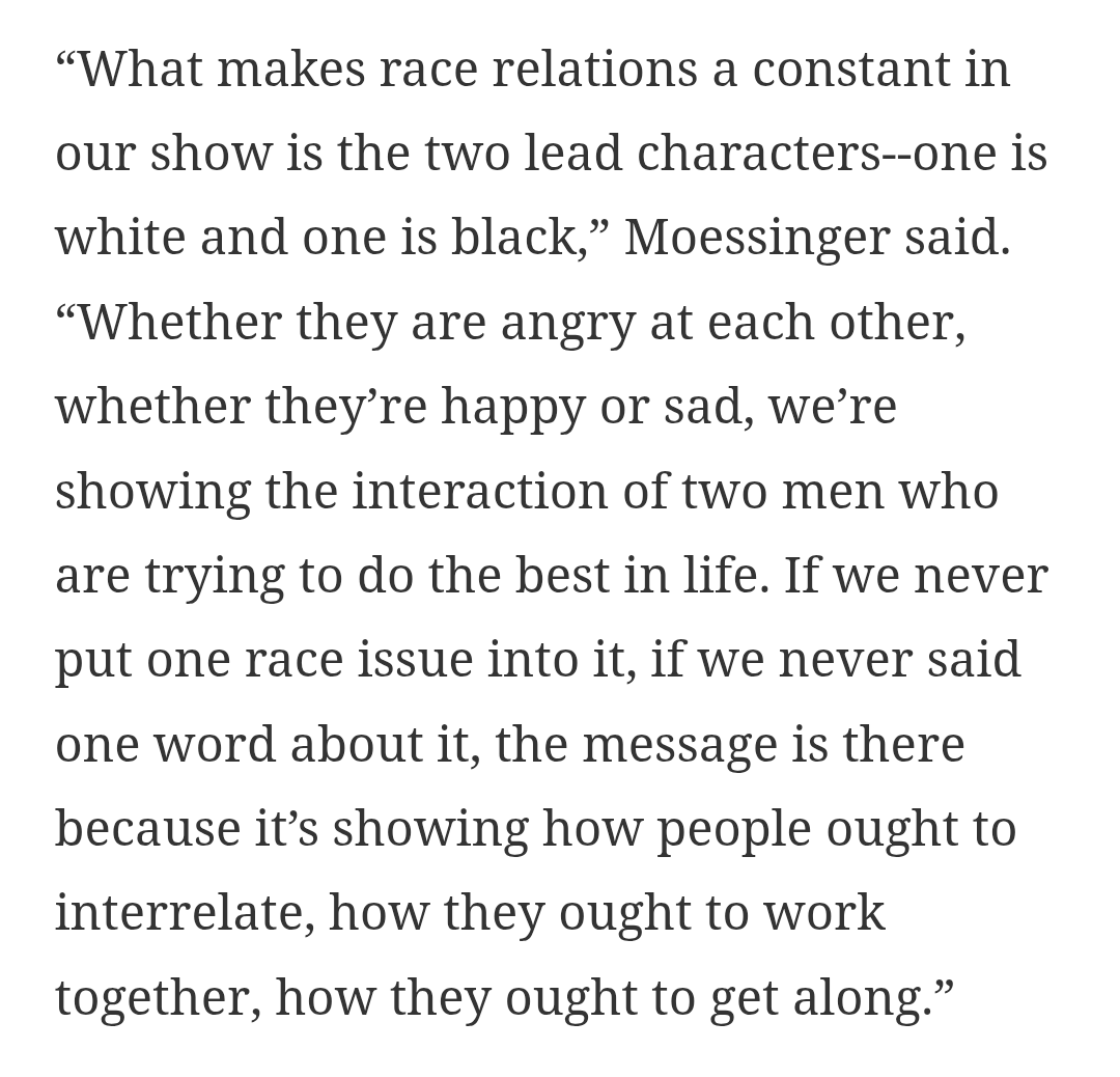 Jake Walker (@jake_w) on Twitter photo I've been watching the TV version of In the Heat of the Night recently. It's amazing how much differently the show treats race relations compared to media today. The interactions seem so much more...normal.
This was a deliberate choice by the producers. latimes.com/archives/la-xp… I've been watching the TV version of In the Heat of the Night recently. It's amazing how much differently the show treats race relations compared to media today. The interactions seem so much more...normal.
This was a deliberate choice by the producers. latimes.com/archives/la-xp…