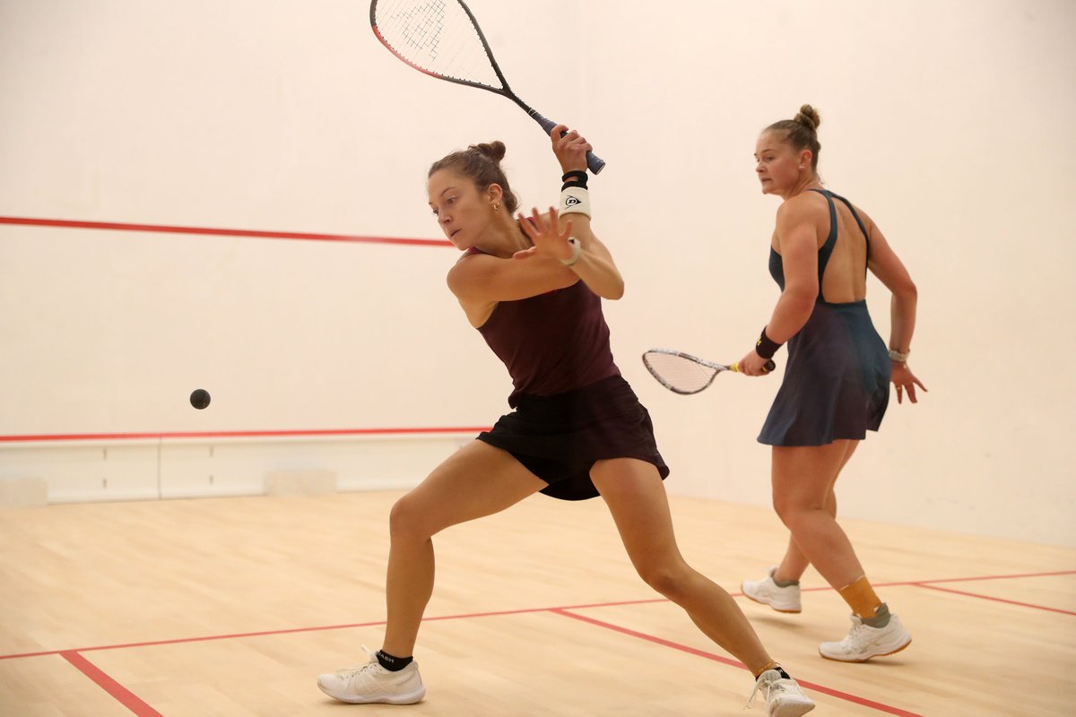 A good day at the office for #TeamDunlop's Jonah Bryant &amp; <a href="/ssssobhy/">Sabrina Sobhy</a> at Alexandra Palace today as they reached round two of the London Squash Classic 🙌