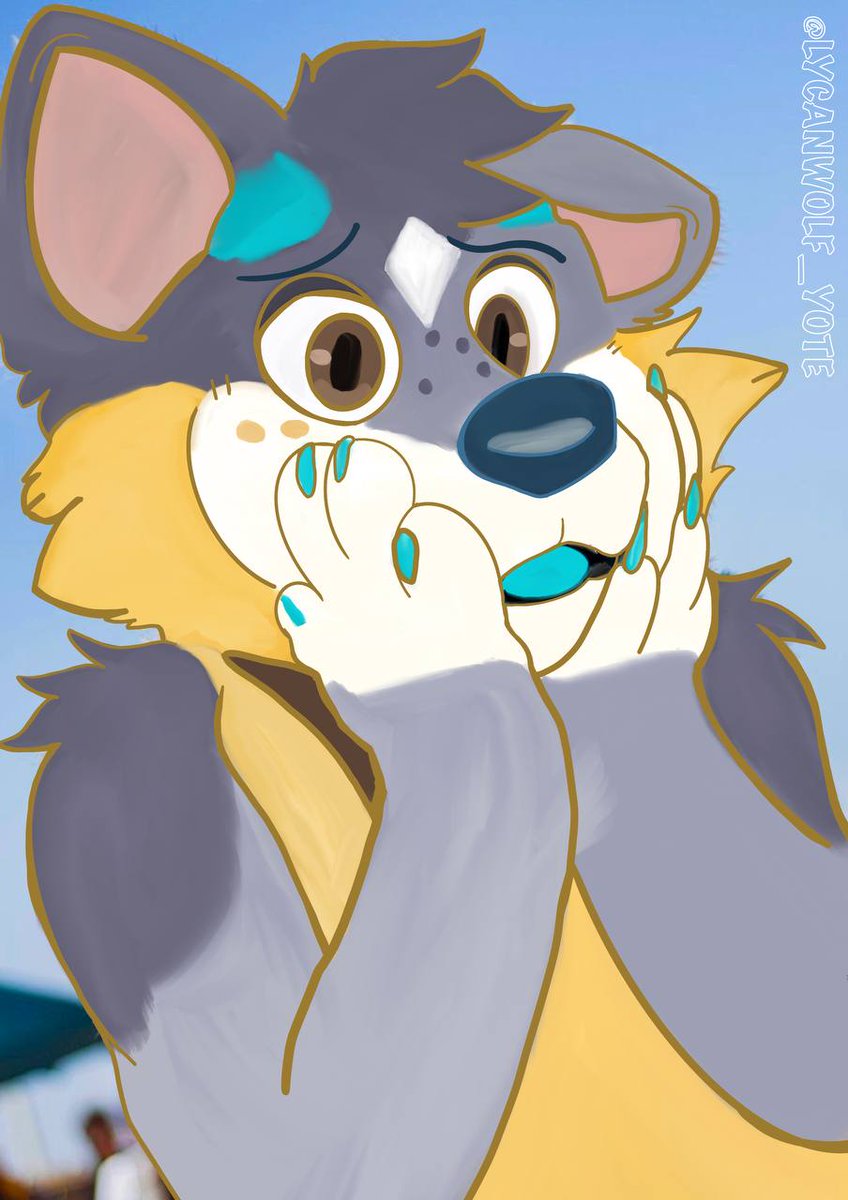 An overdraw for my cutest and sweetest puppy, whom I love so much 🤩😘❤️ <a href="/MokieMutt/">湊 Mokie Mutt</a> 

#FursuitFriday #furries #furryfandom #furry #furros #furro #FursuitEveryday #fursuithead #fursuit #fursuiter