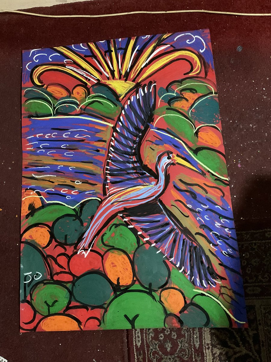 Heron in flight size A1 no6295