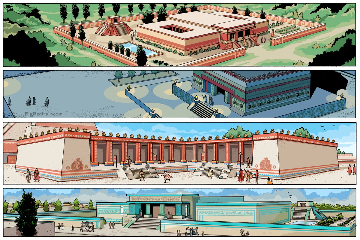 Some locations from our webcomic series. You can visit one of these buildings today as an archeological site. Can you guess which one?