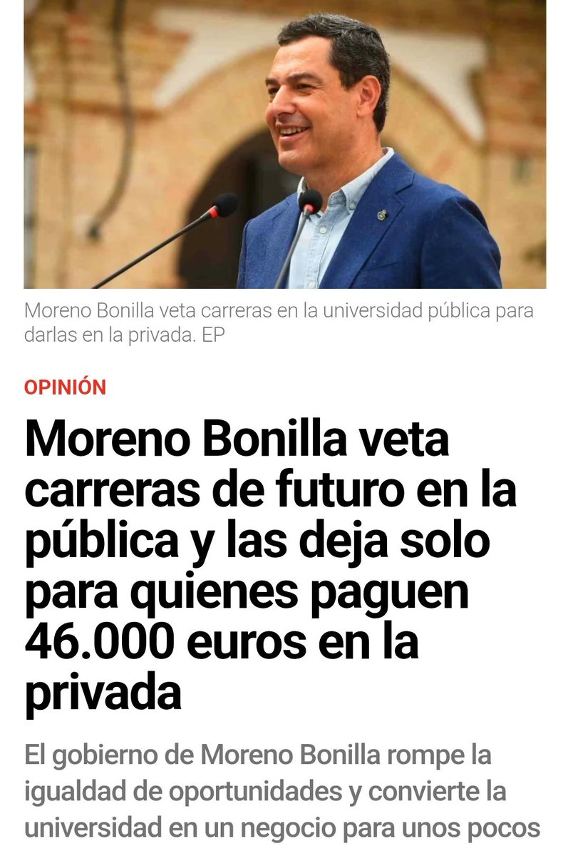 MaestritaM's tweet image. Querido Juanma, eliminar carreras en la pública mientras se promueven en la privada para quienes puedan pagarlas es romper la igualdad de oportunidades. La educación no debería ser un lujo, sino un derecho.

#EducacionParaTodos
#Pública