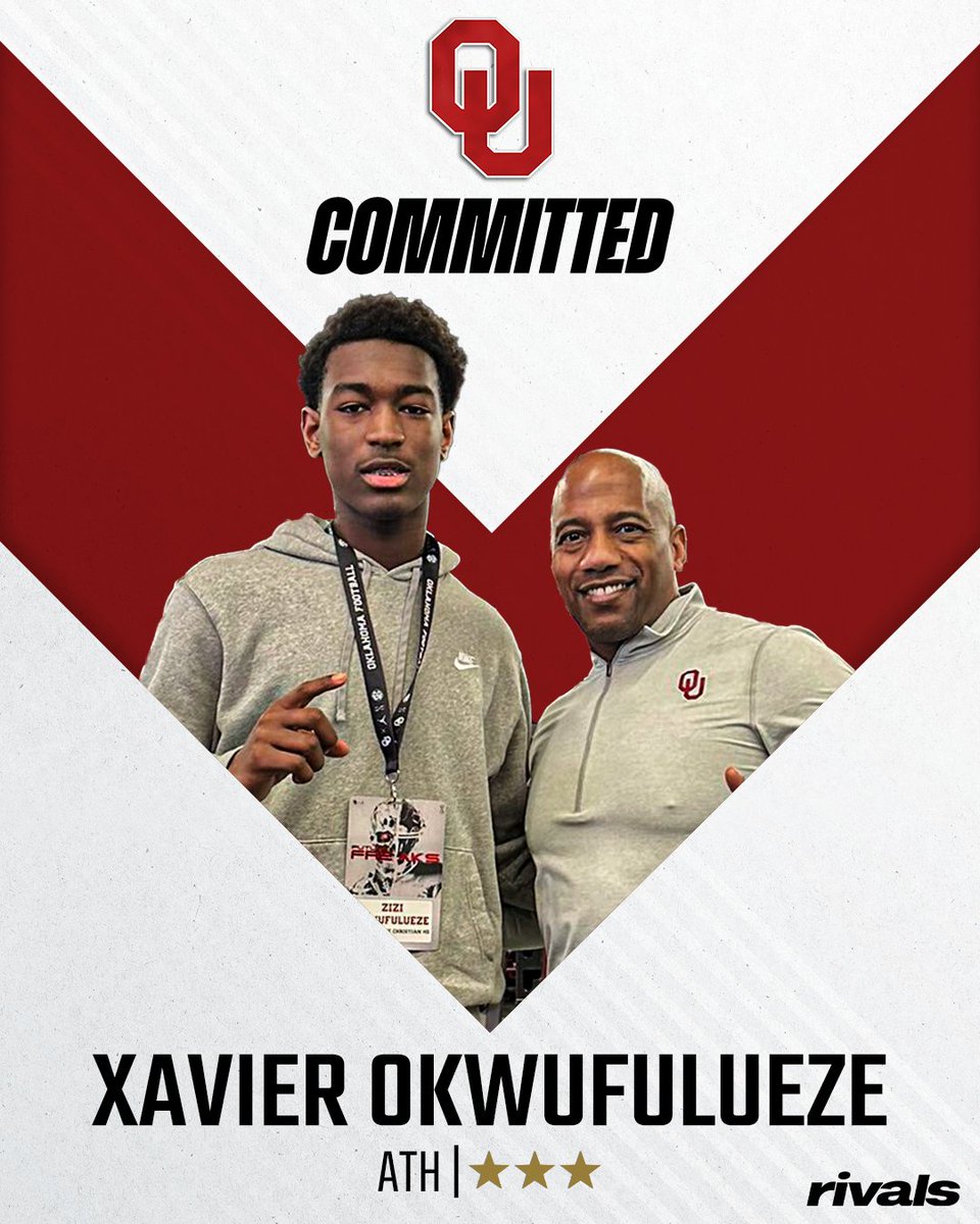 On3 Recruits (@on3recruits) on Twitter photo 🚨BREAKING🚨 ATH Xavier Okwufulueze has committed to Oklahoma, per <a href="/Hayesfawcett3/">Hayes Fawcett</a>⭕️
Read: on3.com/rivals/news/ok… 🚨BREAKING🚨 ATH Xavier Okwufulueze has committed to Oklahoma, per <a href="/Hayesfawcett3/">Hayes Fawcett</a>⭕️
Read: on3.com/rivals/news/ok…