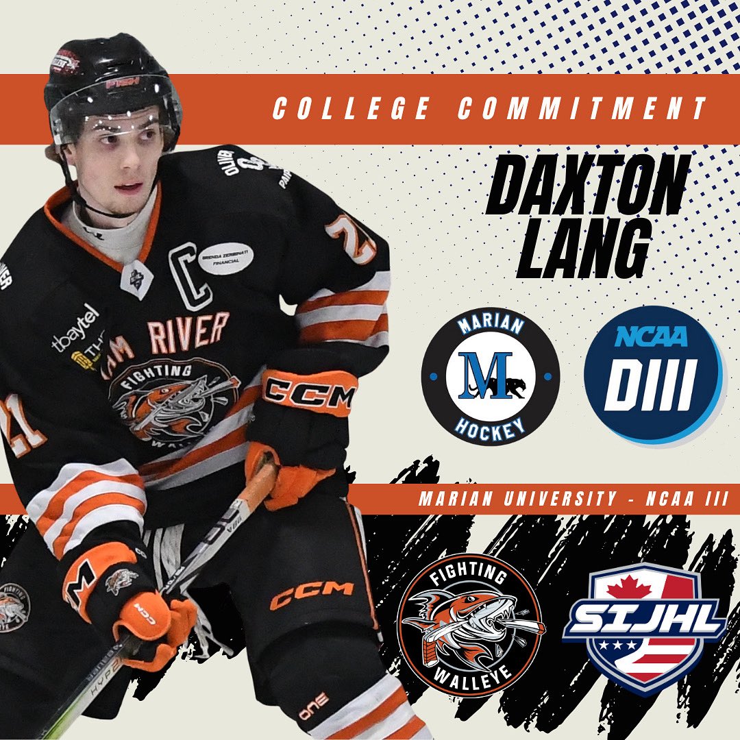 🚨 Advancement Alert 🚨

Congratulations to Fighting Walleye graduate Daxton Lang on his commitment to Marian University and their NCAA division 3 hockey program for the 2025-26 season!

Best of luck in the future, Daxton. 
#OurFishSwimOn